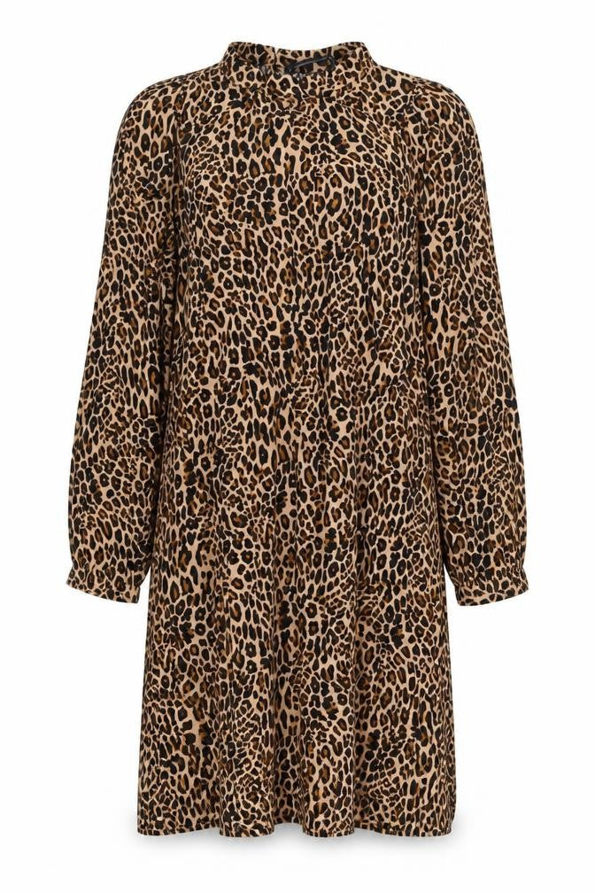 Marks and Spencer Womens Brown Animal Print Viscose A-Line Size 12 Round Neck Button