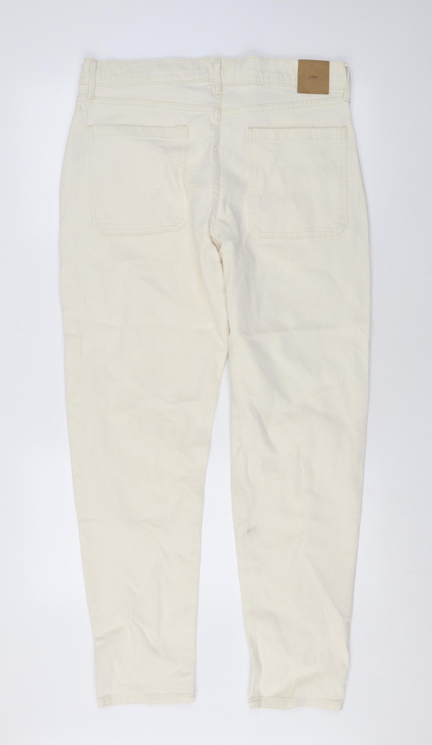 Marks and Spencer Mens Beige Cotton Straight Jeans Size 34 in L30 in Regular Zip