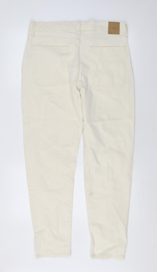Marks and Spencer Mens Beige Cotton Straight Jeans Size 34 in L30 in Regular Zip