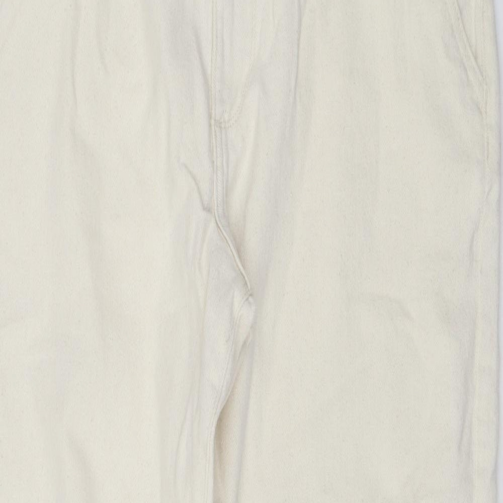 Marks and Spencer Mens Beige Cotton Straight Jeans Size 34 in L30 in Regular Zip