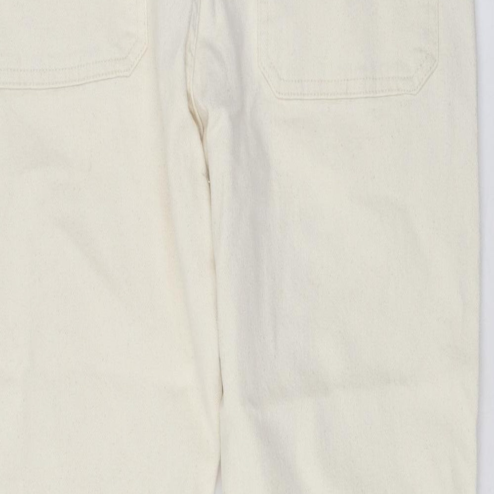 Marks and Spencer Mens Beige Cotton Straight Jeans Size 34 in L30 in Regular Zip