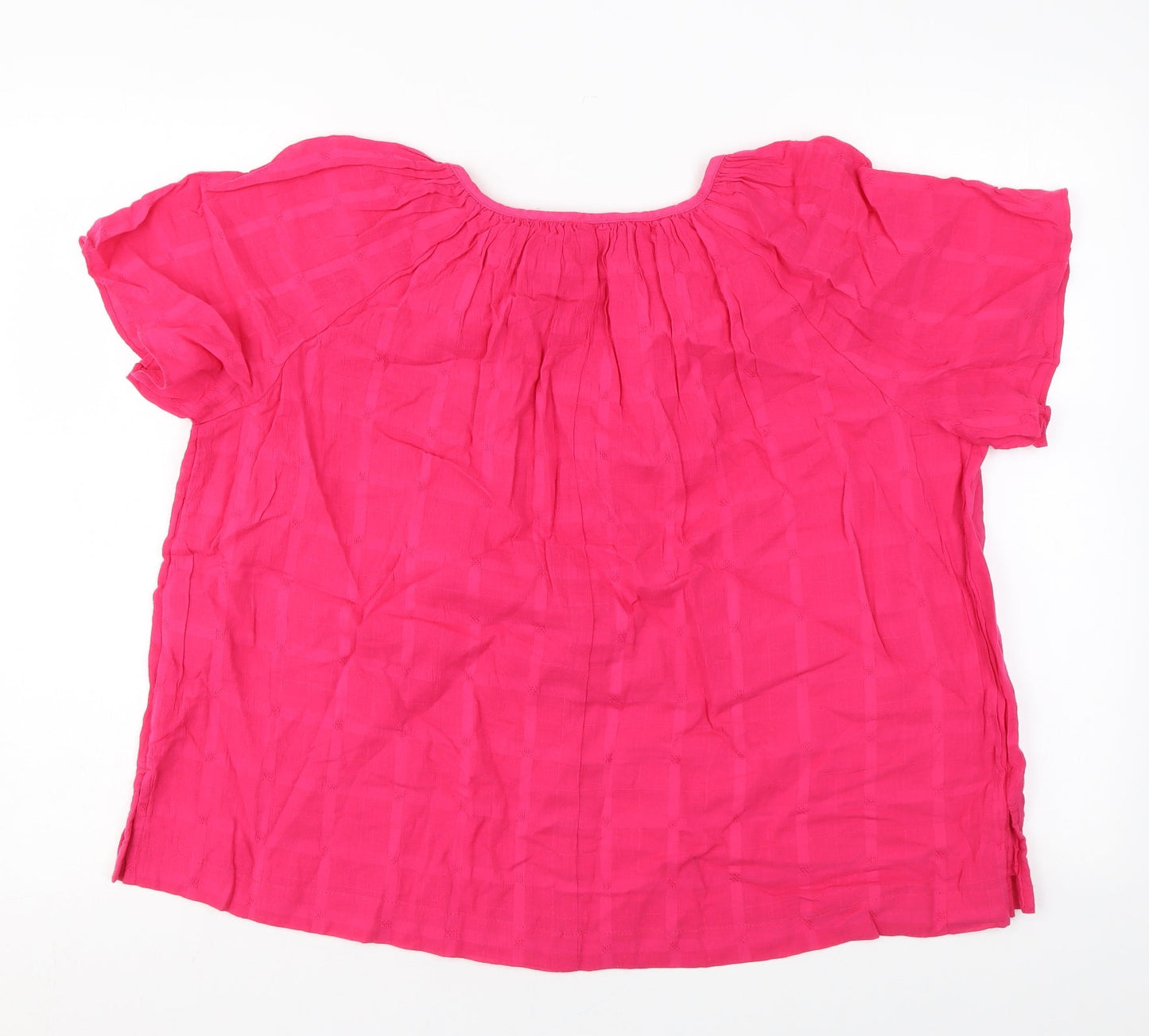 Marks and Spencer Womens Pink Cotton Basic Blouse Size 10 V-Neck