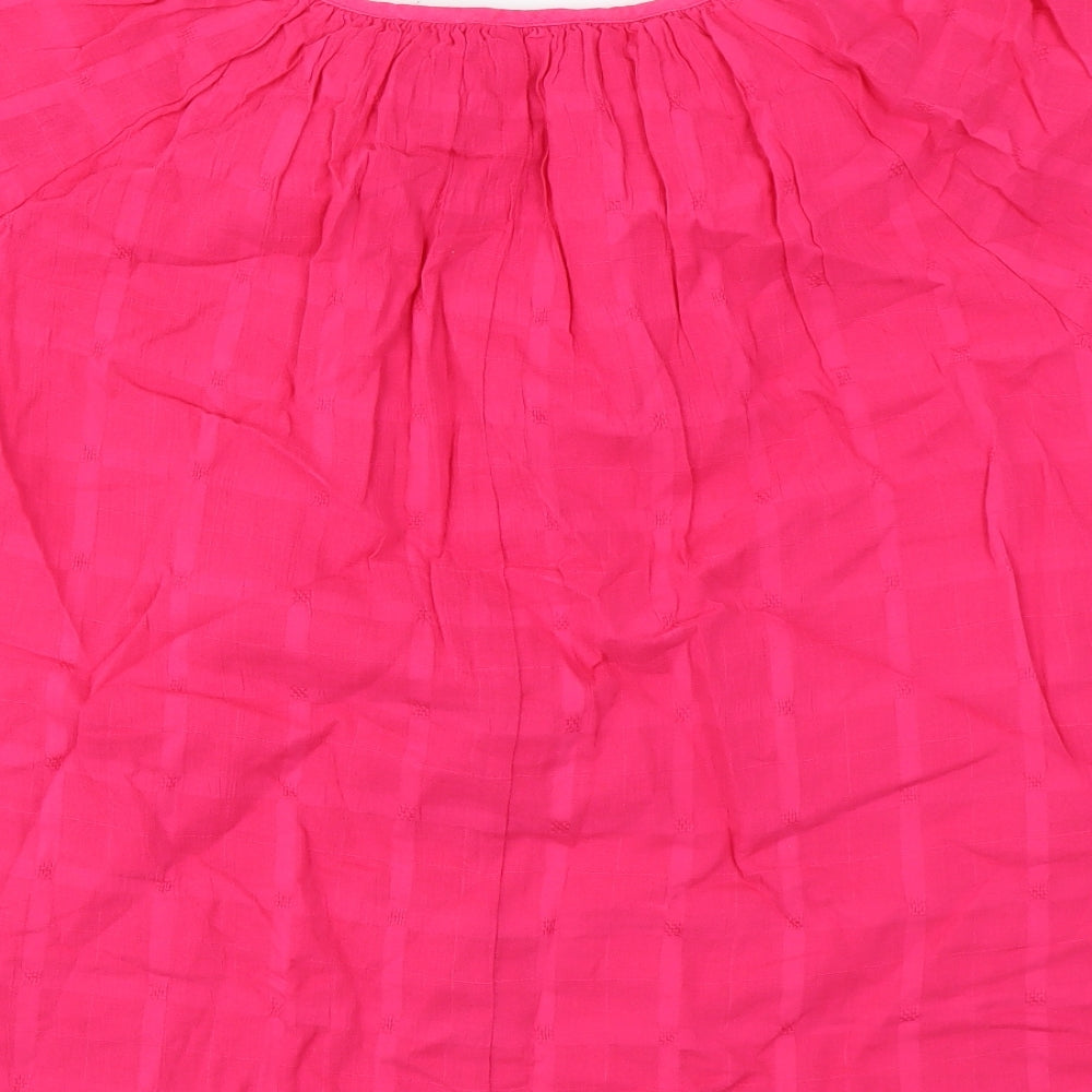 Marks and Spencer Womens Pink Cotton Basic Blouse Size 10 V-Neck