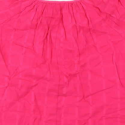 Marks and Spencer Womens Pink Cotton Basic Blouse Size 10 V-Neck