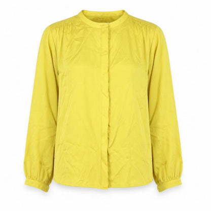 Autograph Womens Yellow Polyester Basic Button-Up Size 6 Round Neck