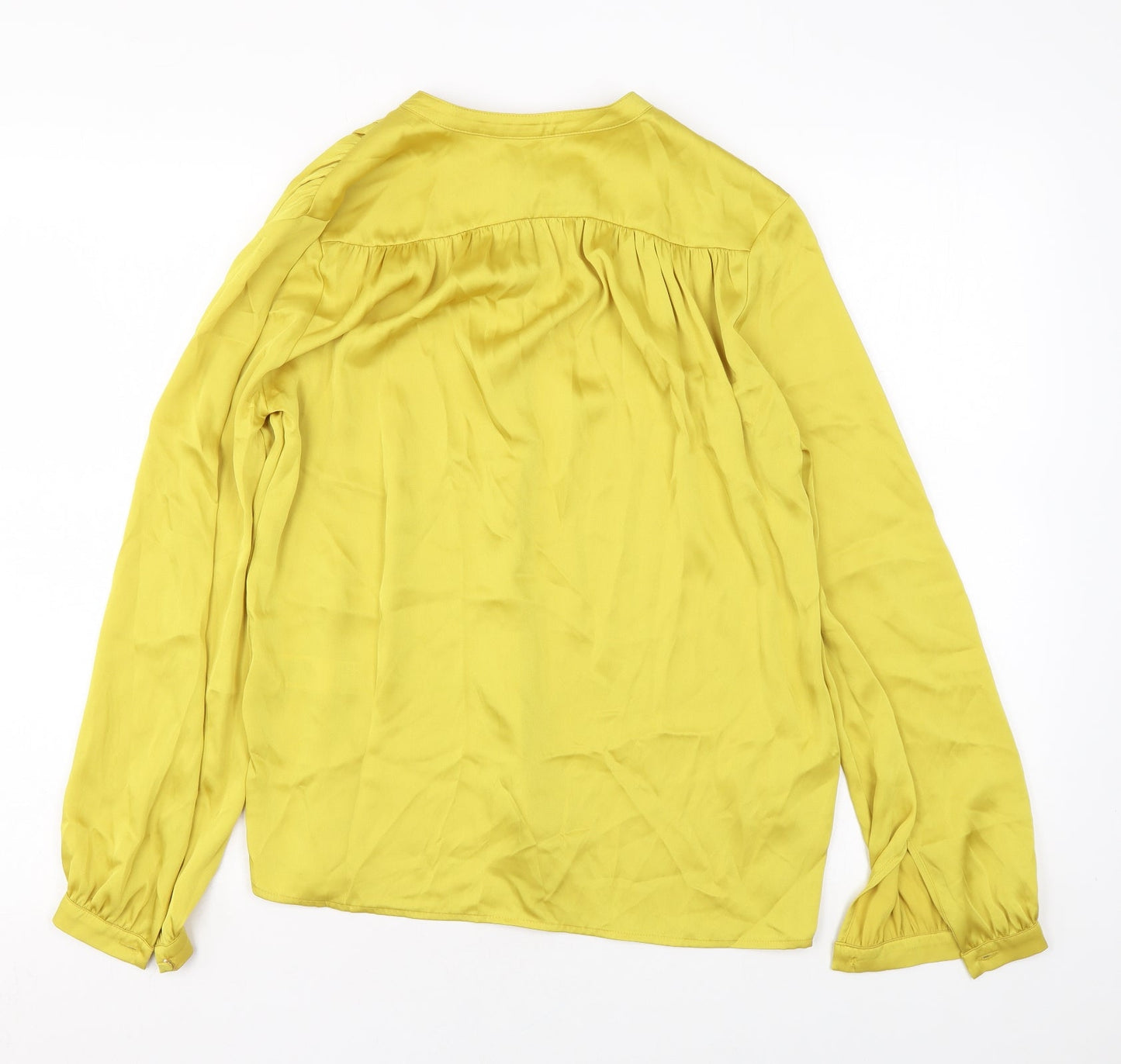 Autograph Womens Yellow Polyester Basic Button-Up Size 6 Round Neck