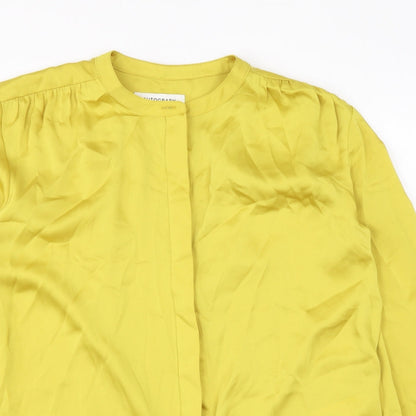 Autograph Womens Yellow Polyester Basic Button-Up Size 6 Round Neck