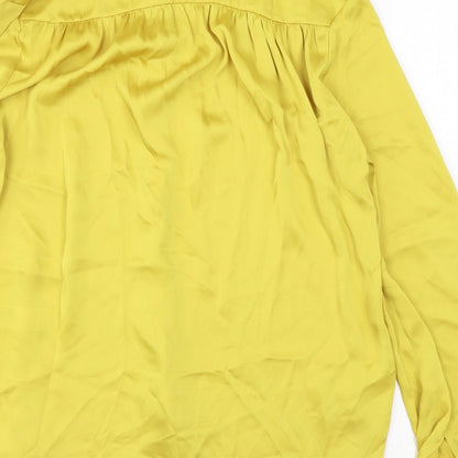 Autograph Womens Yellow Polyester Basic Button-Up Size 6 Round Neck