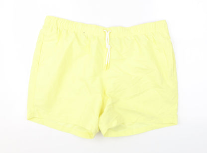 Marks and Spencer Mens Yellow Polyester Bermuda Shorts Size 2XL L6 in Regular Drawstring