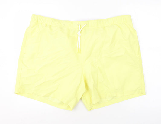 Marks and Spencer Mens Yellow Polyester Bermuda Shorts Size 3XL L6 in Regular Drawstring