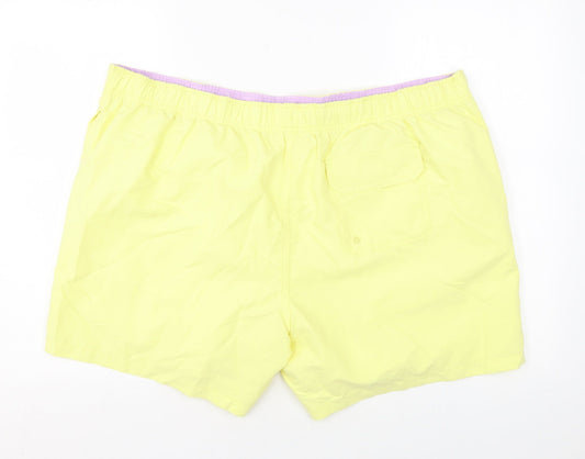 Marks and Spencer Mens Yellow Polyester Bermuda Shorts Size 3XL L6 in Regular Drawstring