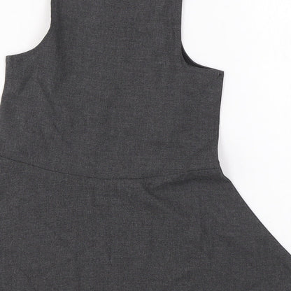 Marks and Spencer Girls Grey Polyester Skater Dress Size 2-3 Years Square Neck Zip
