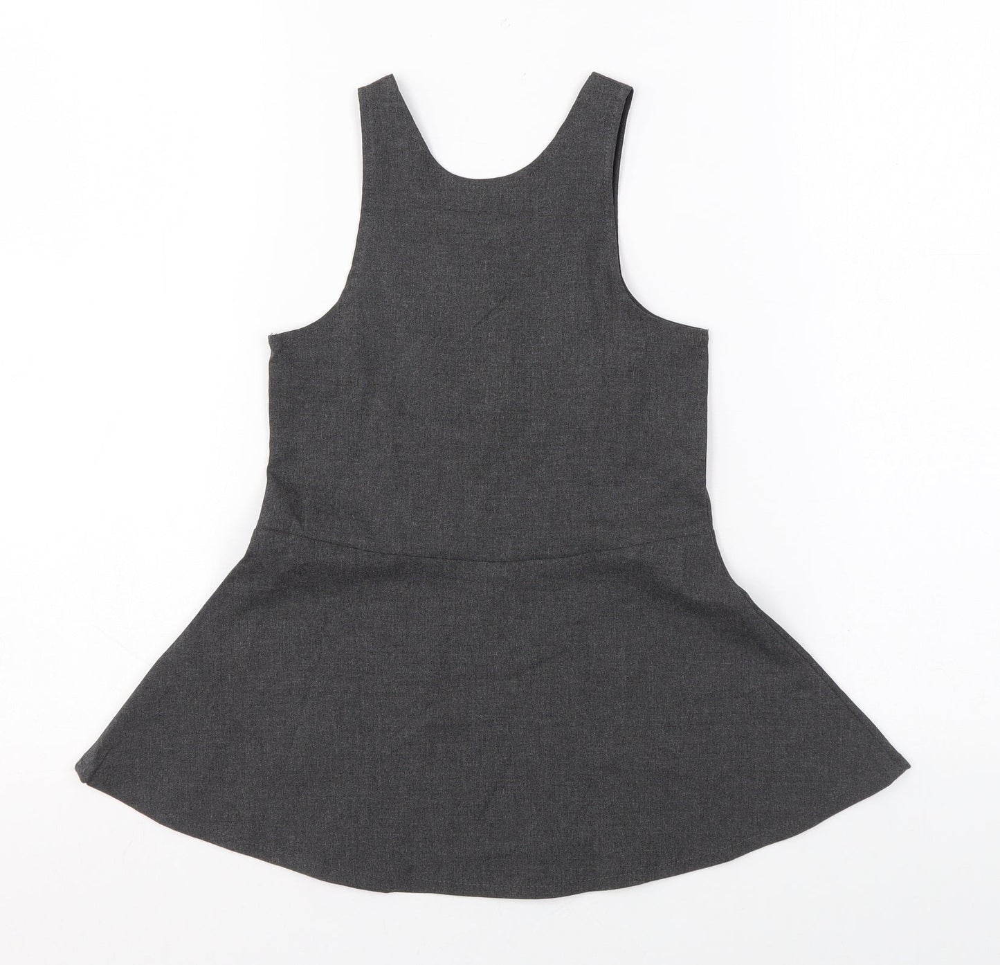 Marks and Spencer Girls Grey Polyester Skater Dress Size 2-3 Years Scoop Neck Zip