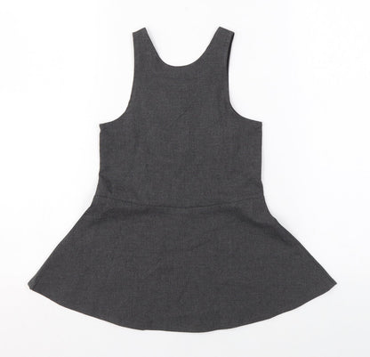 Marks and Spencer Girls Grey Polyester Skater Dress Size 2-3 Years Scoop Neck Zip