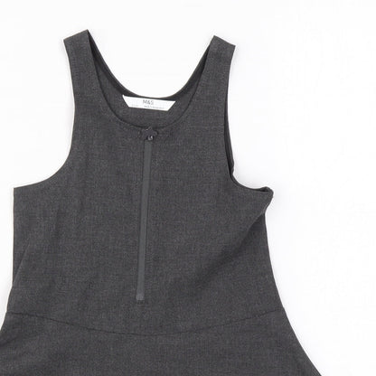Marks and Spencer Girls Grey Polyester Skater Dress Size 2-3 Years Scoop Neck Zip