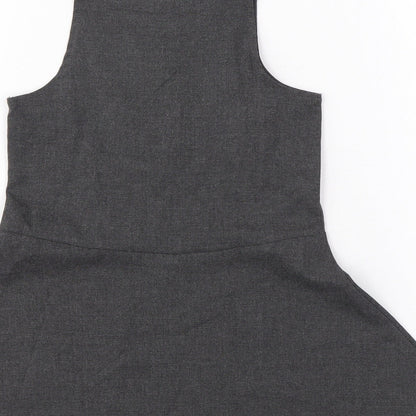 Marks and Spencer Girls Grey Polyester Skater Dress Size 2-3 Years Scoop Neck Zip