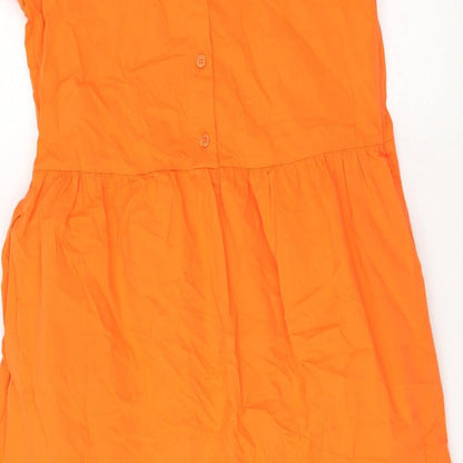 Marks and Spencer Womens Orange Cotton Maxi Size 12 Round Neck Button