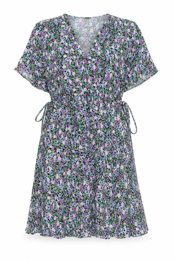 Marks and Spencer Womens Blue Floral Viscose A-Line Size 10 V-Neck Pullover