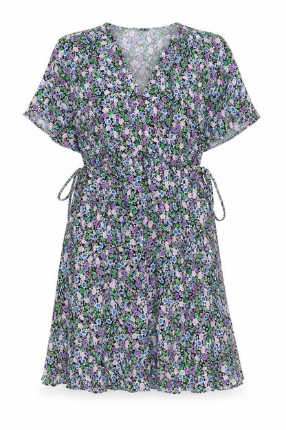Marks and Spencer Womens Blue Floral Viscose A-Line Size 10 V-Neck Pullover
