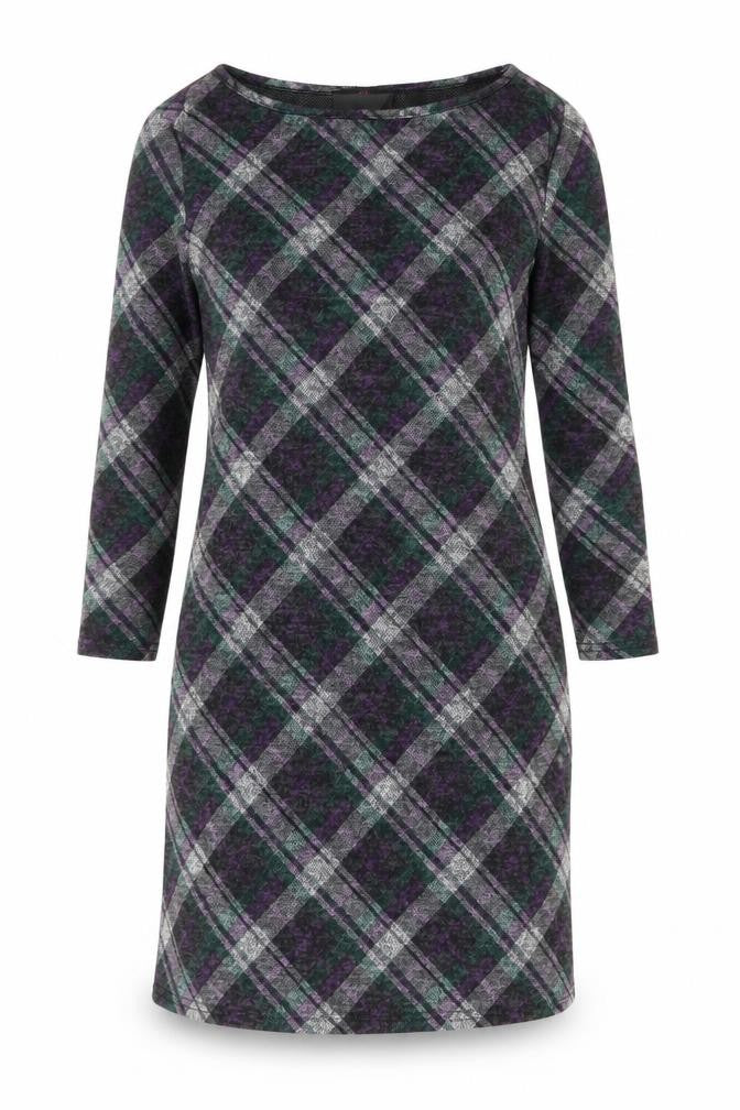 Simon Jeffrey Womens Black Plaid Polyester A-Line Size 10 Round Neck Pullover