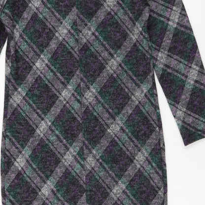 Simon Jeffrey Womens Black Plaid Polyester A-Line Size 10 Round Neck Pullover