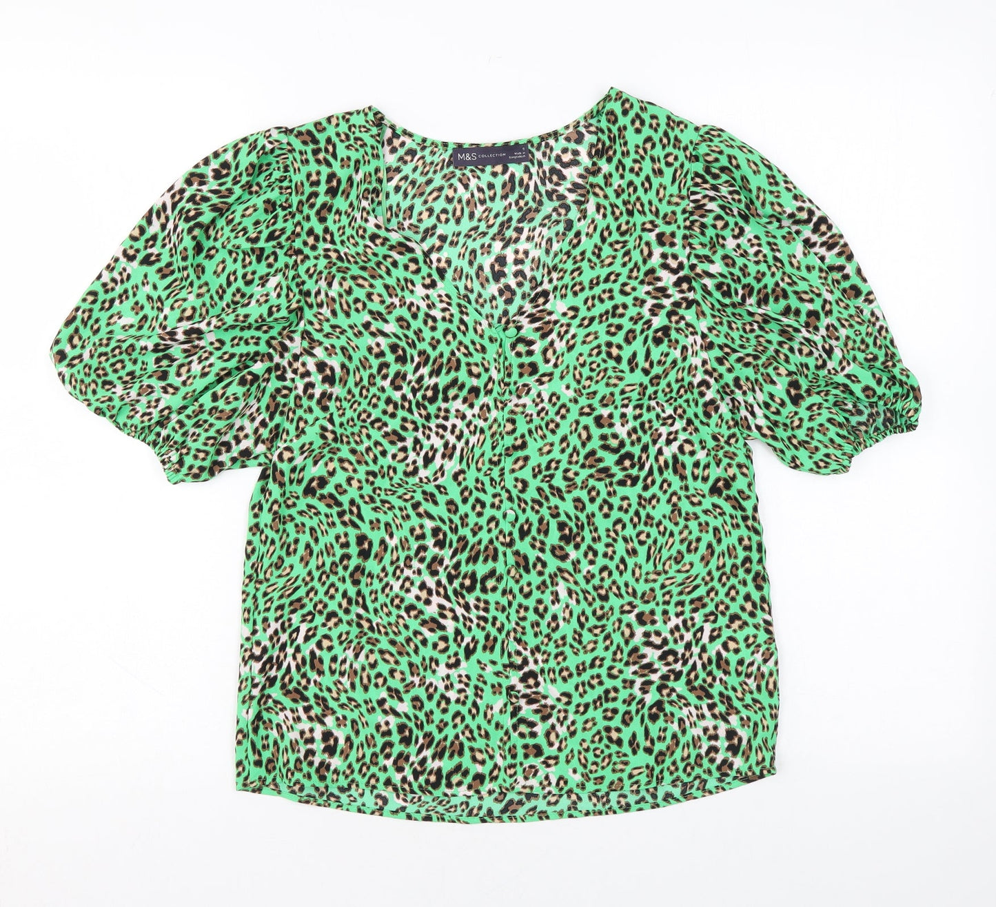 Womens UK Size 6 Marks and Spencer Green Basic Button-Up
