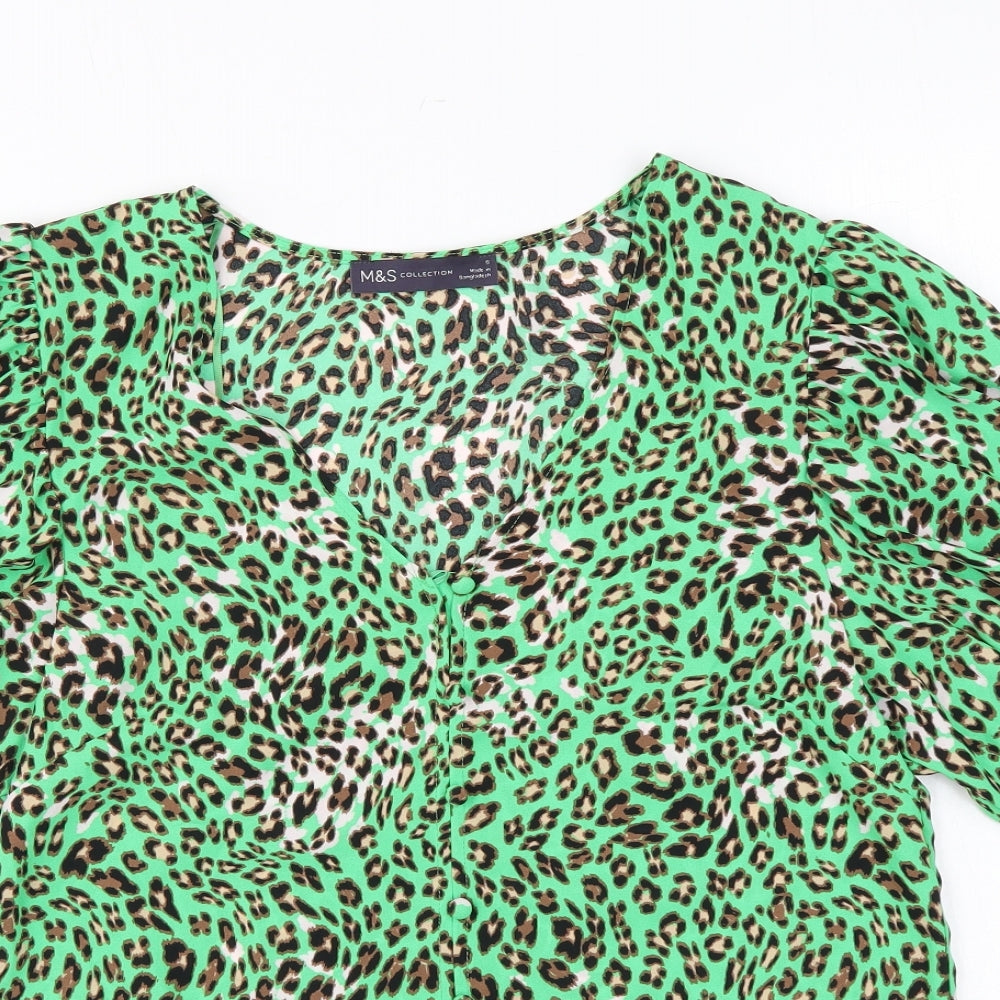 Womens UK Size 6 Marks and Spencer Green Basic Button-Up