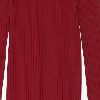 Boohoo Womens Red Polyester Maxi Size 8 Mock Neck Pullover