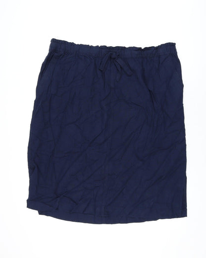 Marks and Spencer Womens Blue Linen A-Line Skirt Size 24 Drawstring
