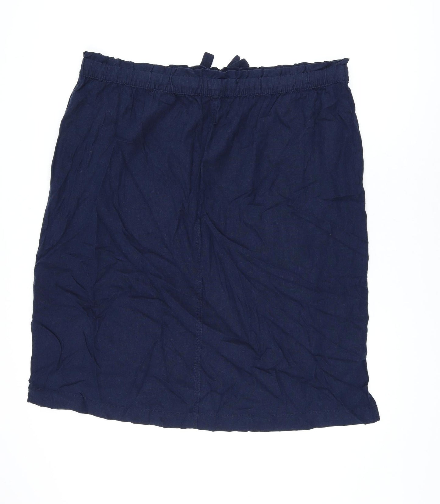 Marks and Spencer Womens Blue Linen A-Line Skirt Size 24 Drawstring