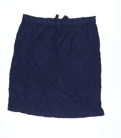 Marks and Spencer Womens Blue Linen A-Line Skirt Size 24 Drawstring