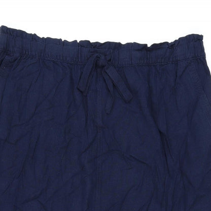 Marks and Spencer Womens Blue Linen A-Line Skirt Size 24 Drawstring