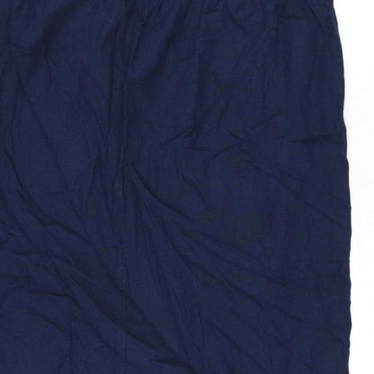 Marks and Spencer Womens Blue Linen A-Line Skirt Size 24 Drawstring