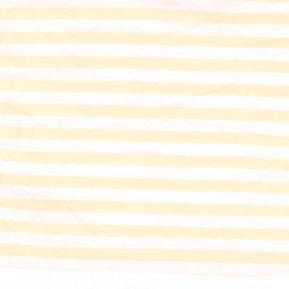 Marks and Spencer Boys White Striped Cotton Basic T-Shirt Size 8-9 Years Round Neck Pullover