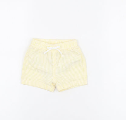 Marks and Spencer Boys Yellow Striped Cotton Shorts Outfit/Set Size 3-6 Months Drawstring - Swim Shorts