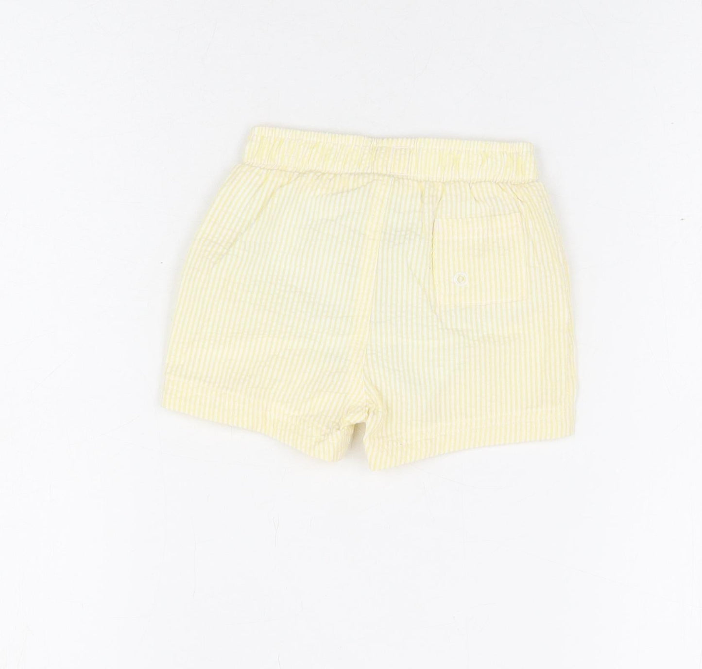 Marks and Spencer Boys Yellow Striped Cotton Shorts Outfit/Set Size 3-6 Months Drawstring - Swim Shorts