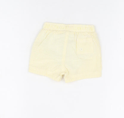 Marks and Spencer Boys Yellow Striped Cotton Shorts Outfit/Set Size 3-6 Months Drawstring - Swim Shorts