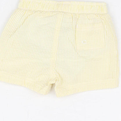 Marks and Spencer Boys Yellow Striped Cotton Shorts Outfit/Set Size 3-6 Months Drawstring - Swim Shorts