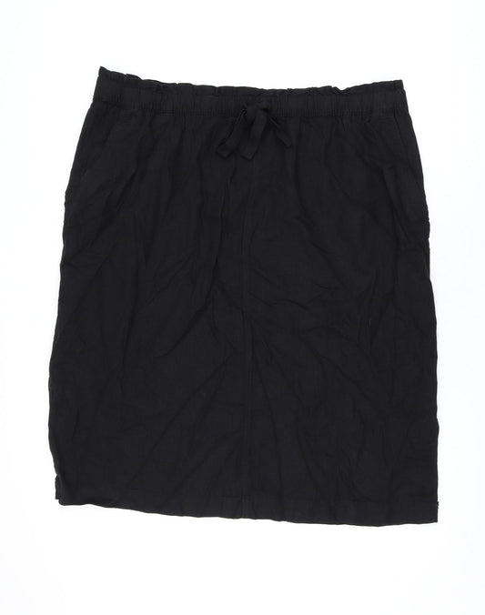 Marks and Spencer Womens Black Linen A-Line Skirt Size 24 Drawstring