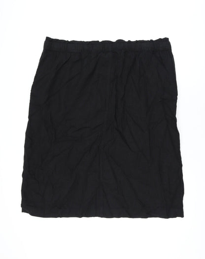 Marks and Spencer Womens Black Linen A-Line Skirt Size 24 Drawstring