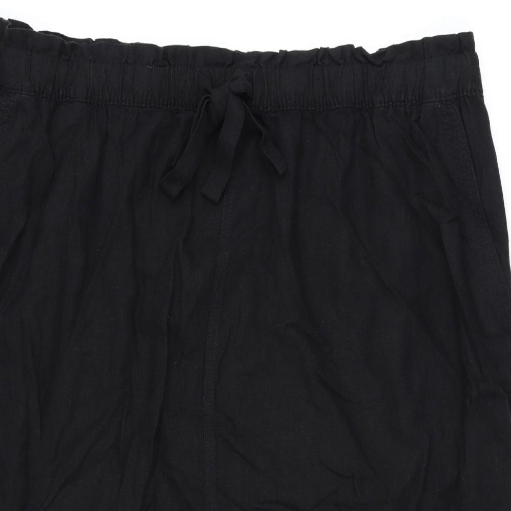 Marks and Spencer Womens Black Linen A-Line Skirt Size 24 Drawstring