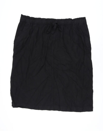 Marks and Spencer Womens Black Linen A-Line Skirt Size 24 Drawstring