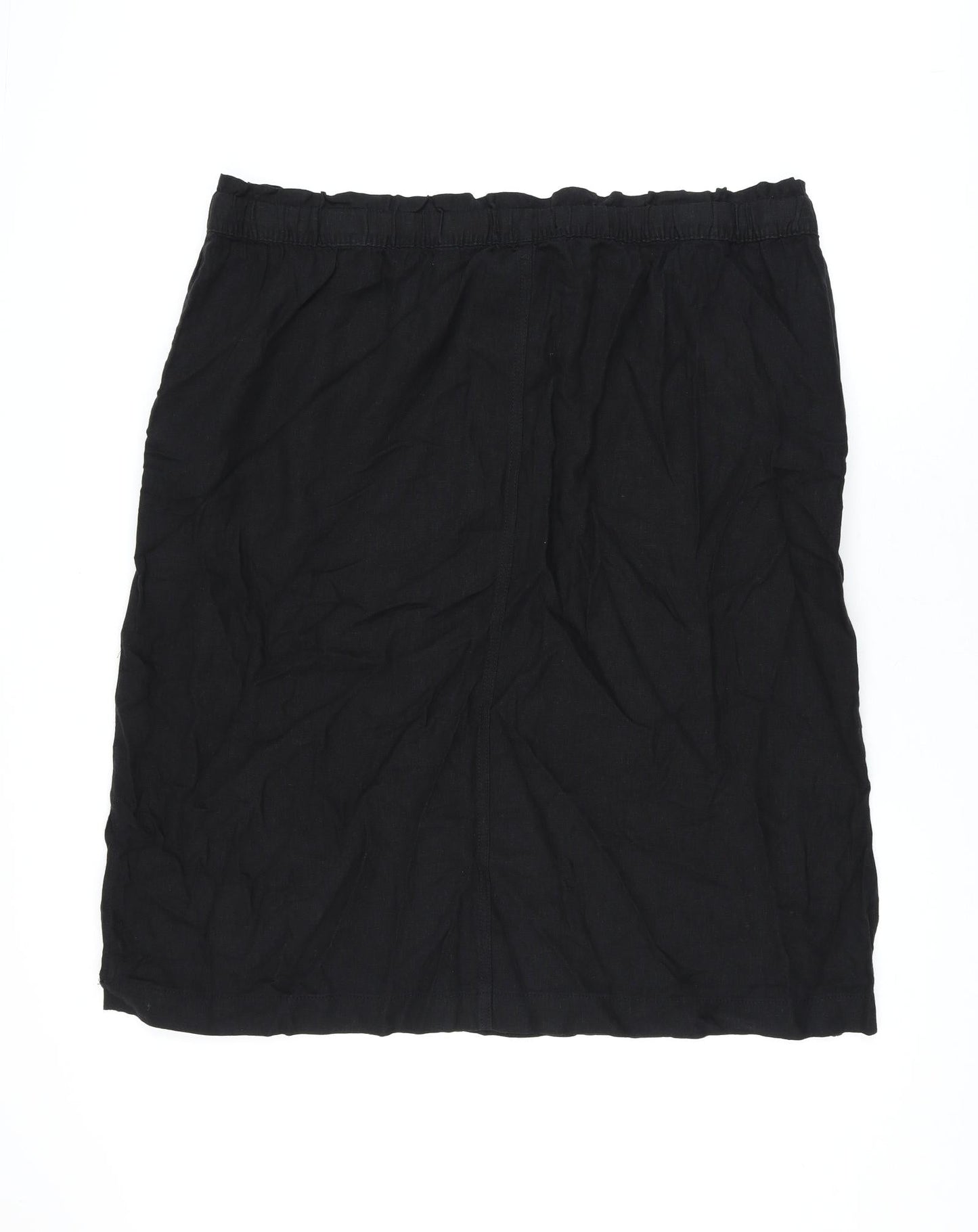 Marks and Spencer Womens Black Linen A-Line Skirt Size 24 Drawstring