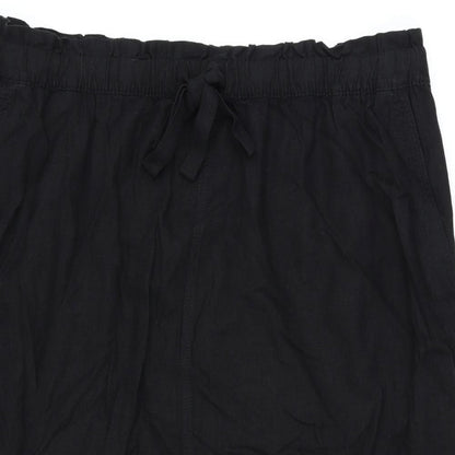 Marks and Spencer Womens Black Linen A-Line Skirt Size 24 Drawstring