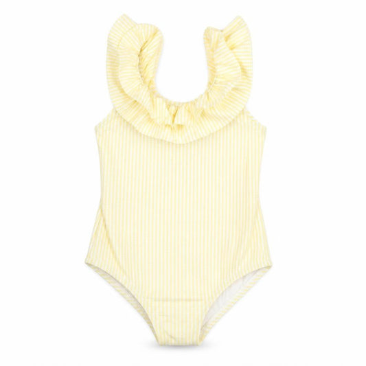 Marks and Spencer Girls Yellow Striped Polyester Unitard One-Piece Size 12-18 Months Pullover - Swimming Costume