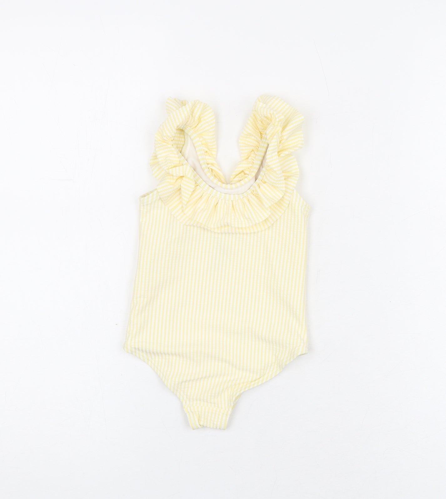 Marks and Spencer Girls Yellow Striped Polyester Unitard One-Piece Size 12-18 Months Pullover - Swimming Costume