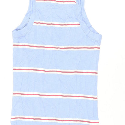 Marks and Spencer Womens Blue Striped Cotton Mini Size S Round Neck Pullover