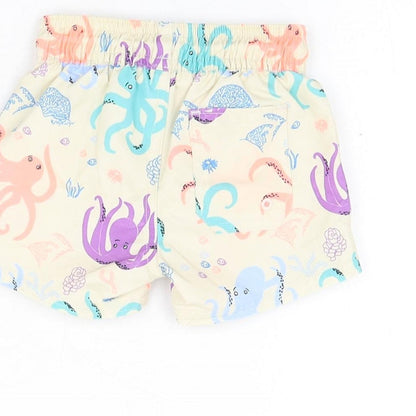 Marks and Spencer Boys Beige Geometric Polyester Shorts Outfit/Set Size 0-3 Months Drawstring - Swim Shorts, Octopus Print