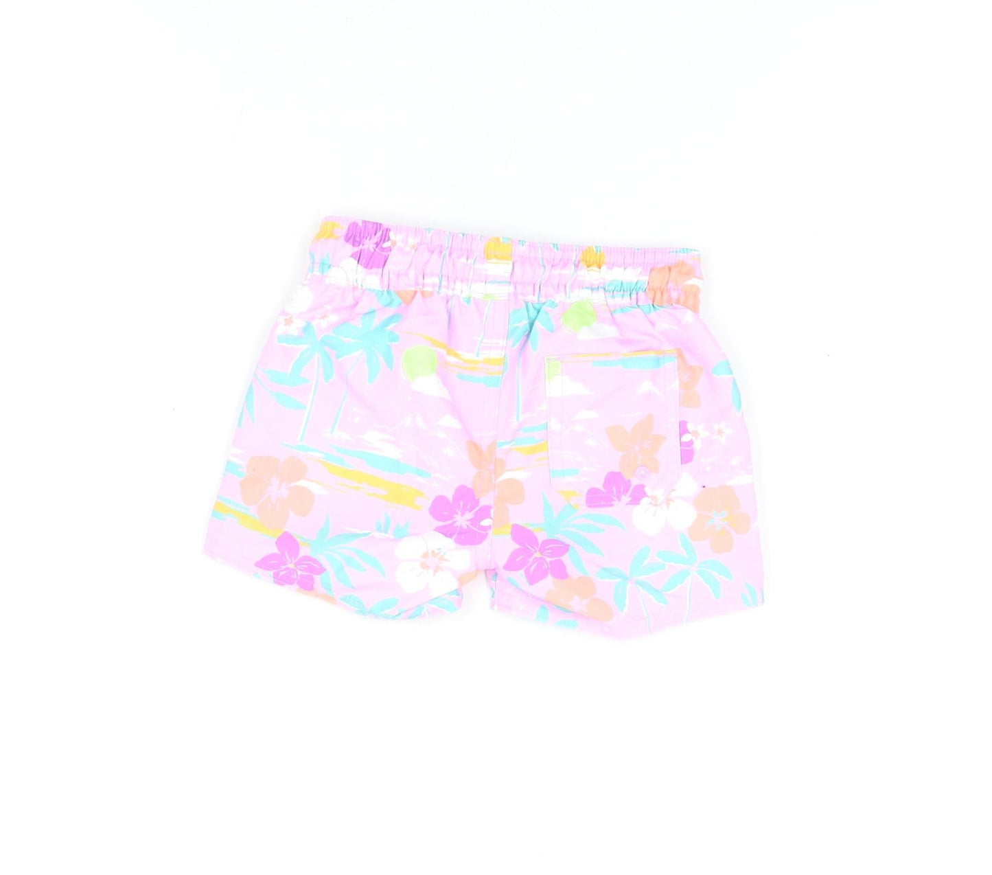 Marks and Spencer Boys Purple Floral Polyester Shorts Outfit/Set Size 3-6 Months Drawstring - Swim Shorts