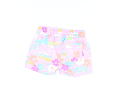 Marks and Spencer Boys Purple Floral Polyester Shorts Outfit/Set Size 3-6 Months Drawstring - Swim Shorts
